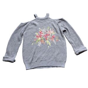 Blu Pepper Floral Embroidered Sweater